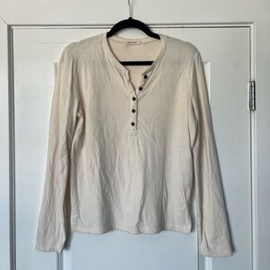 Cream Long Sleeve Henley Shirt